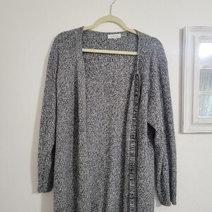 Calvin Klein Charcoal and White Open Cardigan